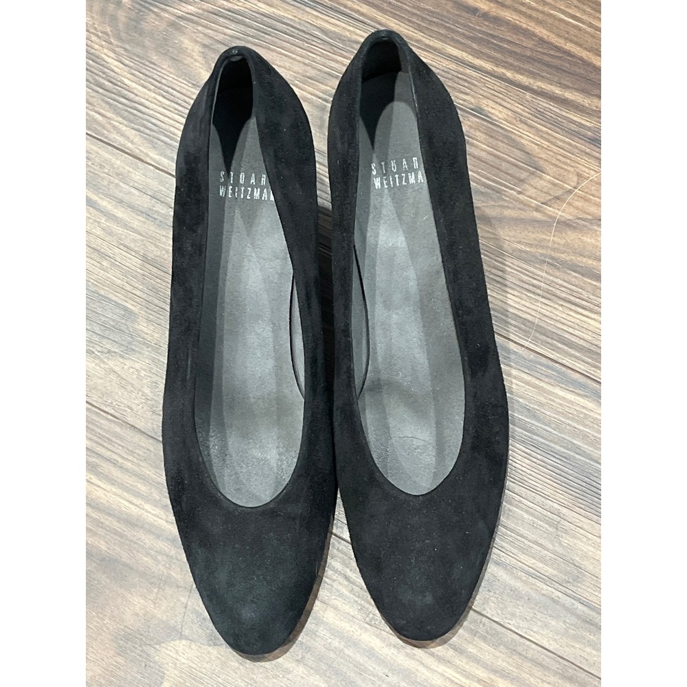 Stuart Weitzman Black Suede Kitten Heel Pumps Classic Shoes Size 8M